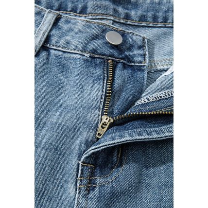 Dusk Blue Embroidered Cropped Wide Leg High Waist Jeans