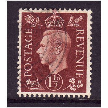GREAT BRITAIN 1937 SG464 1 1/2d RED BROWN FINE USED #4