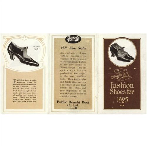 Advertising Leaflet Public Benefit Boot Co 1925 Fashion Shoe Styles Replica