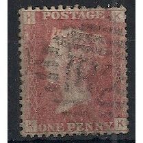 1858 SG43 1d Red Plate 188 Good+ Used Check Letters "KK".