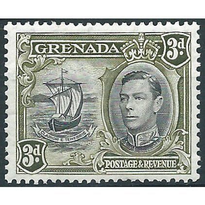 Grenada 1938 SG158a 3d Black & Olive-Greeen Perf 13.5x12.5 Mounted Mint ....