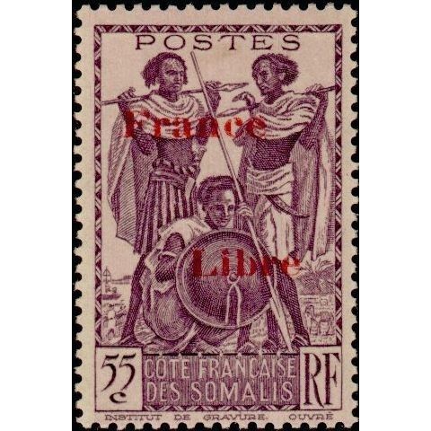 French Somali Coast Cote Francaise Des Somalis 55c Mounted Mint MM SG 323 stamp