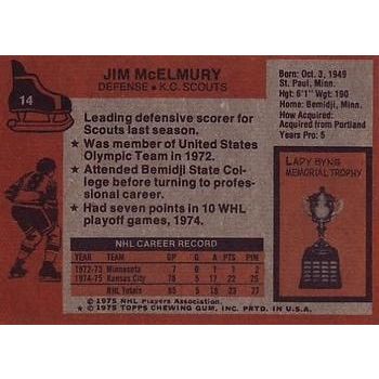 1975-76 Topps Hockey Jim McElmury #14 RC