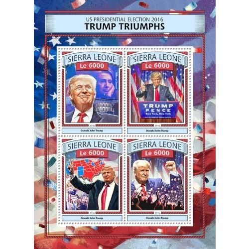 SIERRA LEONE 2016 SHEET MNH DONALD TRUMP TRIUMPHS PRESIDENTS PRESIDENTES 9