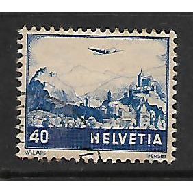 SWITZERLAND 1941 AIR LANDSCAPES 40c BLUE ON ORANGE SG 416A FINE USED
