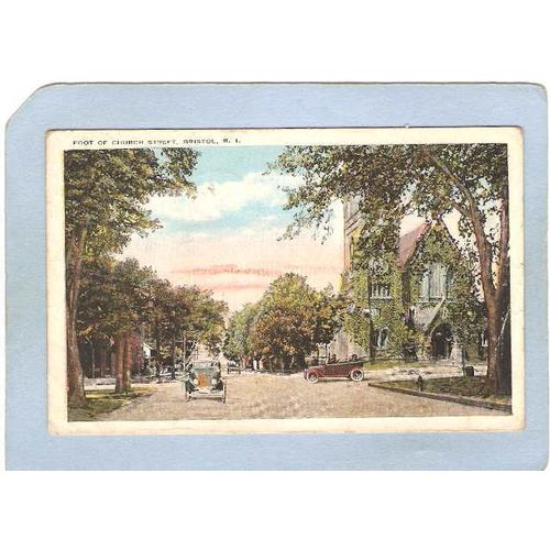 Rhode Island Bristol Foot Of Church Street Street Scene w/Old Cars~216