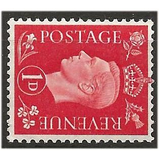 1937 SG463a 1d Scarlet Wmk SIDEWAYS Mounted Mint . .. .