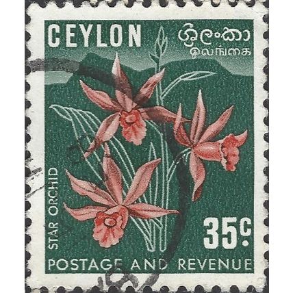 CEYLON, FLOWER, Star Orchid, Phaius tankervilleae, green 1952, 35c, #5