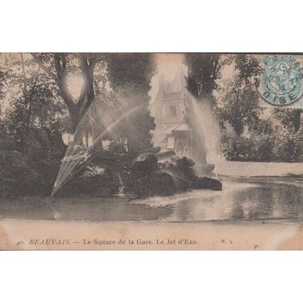 Beauvais Le Square De La Gare Waterfall Antique French Postcard