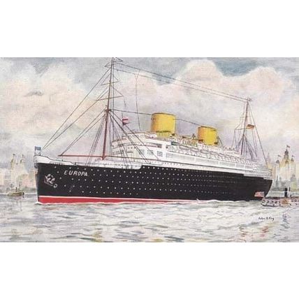 MS Europa German Ocean Liner 1950s Ship Postcard