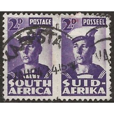 South Africa 1942 SG100 2d Violet Fine Used Pair .