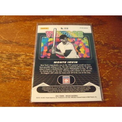 2021 Panini Mosaic, Prizm Vintage Insert, MONTE IRVIN, New York