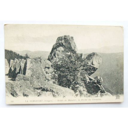 1920s postcard La Schlucht, Route de Munster, la Roche du Chameau