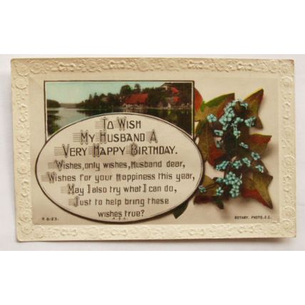 1923 postcard - Happy Birthday Husband