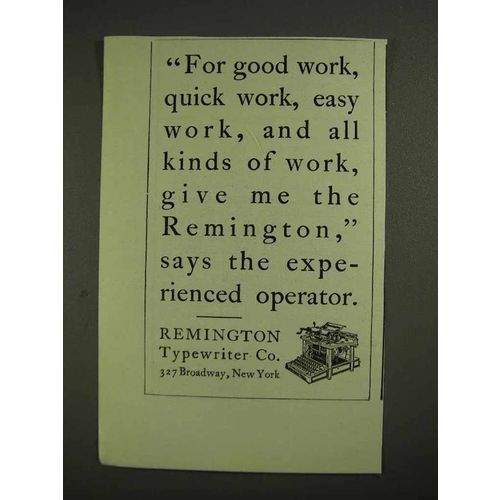 1903 Remington Typewriter Ad - For Good Work