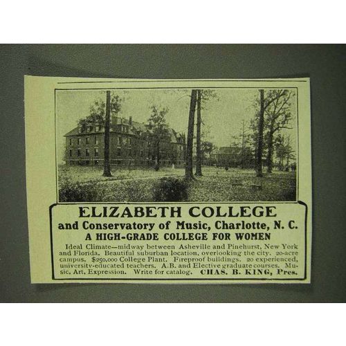 1908 Elizabeth College and Conservatory of Music Ad