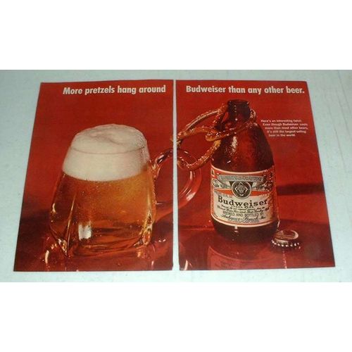 1968 Budweiser Beer Ad - More Pretzels Hang Around