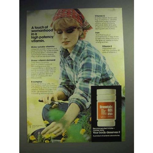 1979 Stresstabs 600 Vitamins Ad - Touch of Womanhood