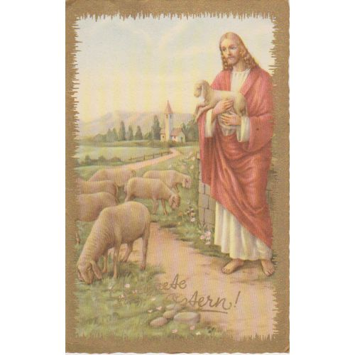 Austria circa 1900 Happy Easter Jesus with Sheep by H B Vienna no 1274 unused