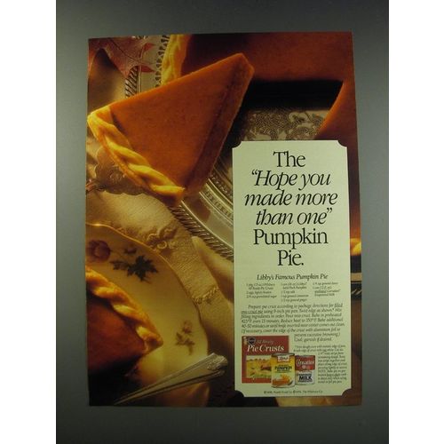 1991 Pillsbury Pie crusts Ad - Libby's famous Pumpkin Pie recipe