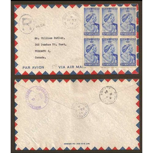 Montserrat Registered Air Mail combo to Ontario Canada 1954