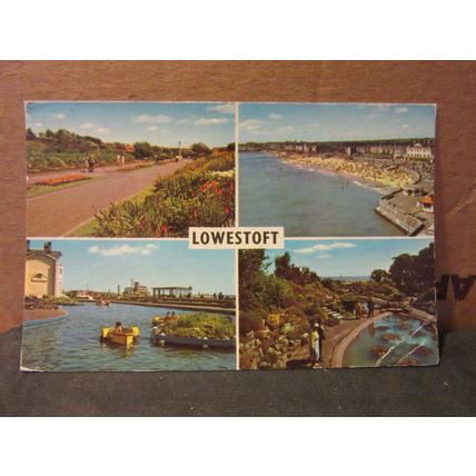 multiview, LOWESTOFT, SUFFOLK. used postcard 1974 postmark =