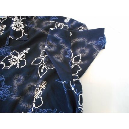 Ocean Current Hawaiian Shirt 2XL Blue Black SS Floral tropics
