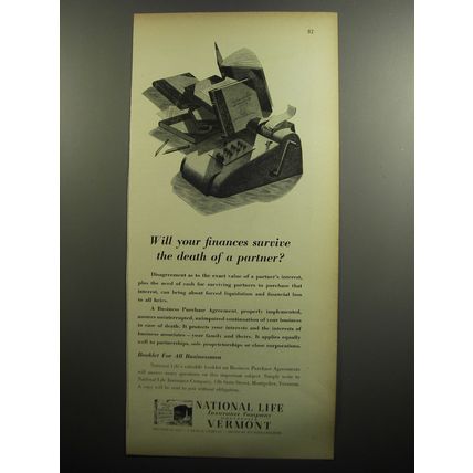 1951 National Life Insurance Ad - Will your finances survive the death