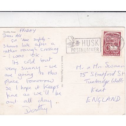 Nordby Fano Denmark Postcard posted 1979 crease