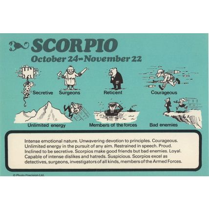 Scorpio Energy Courageous Reticent Surgeon Doctor Astrology Postcard