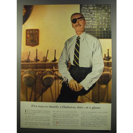 1955 Hathaway Shirts Ad - Five ways to identify a Hathaway shirt - at a glance