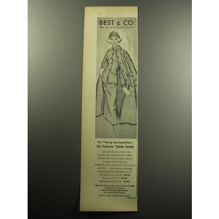 1957 Best & Co. Suit, Coat and Hat Advertisement - For Young Cosmopolitans