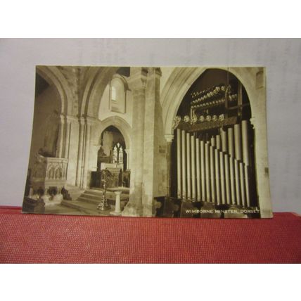INTERIOR, WIMBORNE MINSTER, DORSET . unused vintage postcard RP =