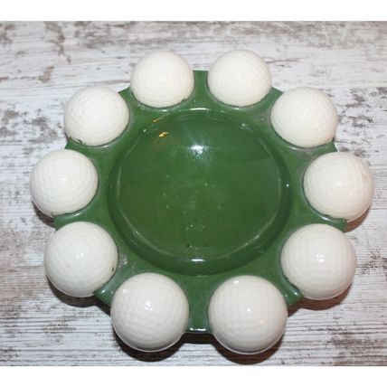 Gift For Golfers Ashtray Nut Candy Change Dish Golf Ball and Green Ceramic Decor