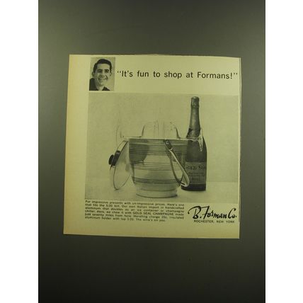 1959 B. Forman Co. Ice Bucket Advertisement - It's fun to shop at Formans