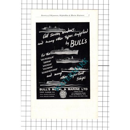 Bull's Metal & Marine Ltd Yoker Glasgow Advert - c.1957 Book Print / Clipping