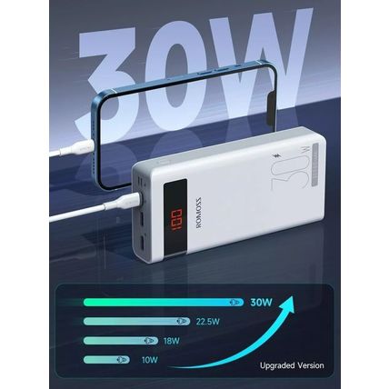 ROMOSS Sense8 PS Pro 30000mAh Power Bank 30W Fast Charge Digital Display 3 Ports