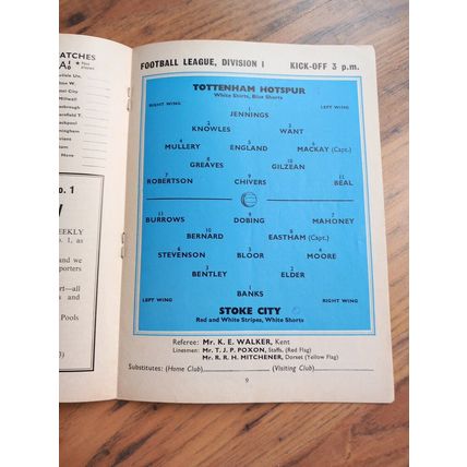 1967/68 Tottenham / Spurs vs Stoke City Division 1 Programme & Ticket