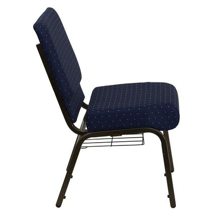 50x Blue Gold Dot 21'' Wide Church Chairs Book Rack 4” Seat 800 Lb Wt