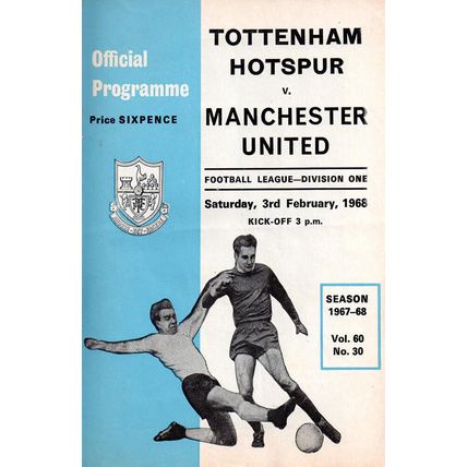 1967/68Tottenham Hotspur / Spurs vs Man Utd **FREE P&P**