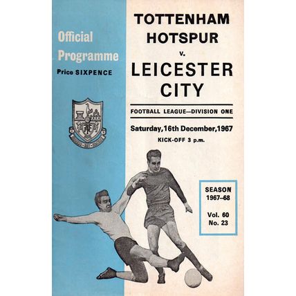 1967/68 Tottenham Hotspur / Spurs vs Leicester City **FREE P&P**
