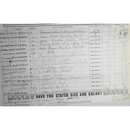 1905 original Sears, Roebuck And Co Retail Catalog Order Blank, filled out.