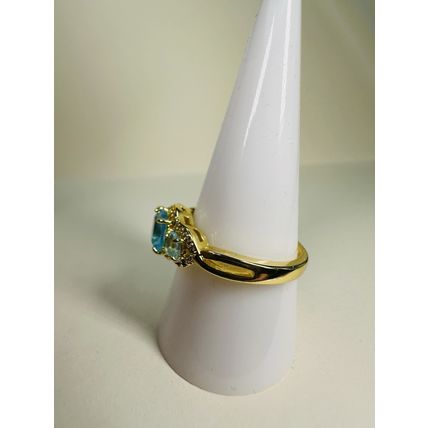 Bomb Party Sz10 Revealed Ring Jewelry RBP Brilliant Triple Lt Blue Yellow Gold P