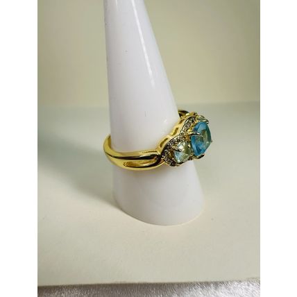 Bomb Party Sz10 Revealed Ring Jewelry RBP Brilliant Triple Lt Blue Yellow Gold P