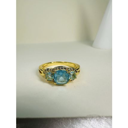 Bomb Party Sz10 Revealed Ring Jewelry RBP Brilliant Triple Lt Blue Yellow Gold P
