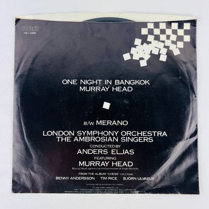 Murray Head – One Night In Bangkok / Merano 45RPM Single Record 7" Vinyl 45 RPM