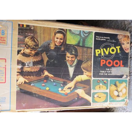 Vintage 1972 Milton Bradley Pivot Pool Tabletop Pieces 11 balls & rack