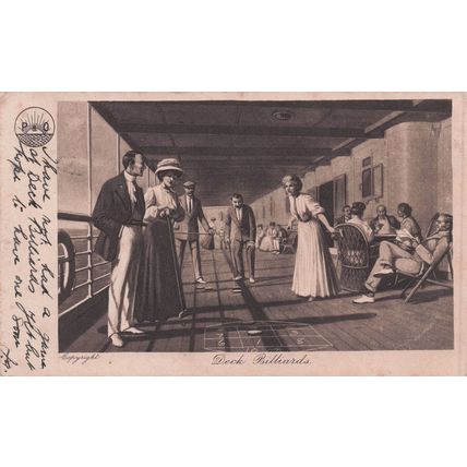 Ship Deck Games P&O Ferry Cairo Military Frank 1910 Postcard