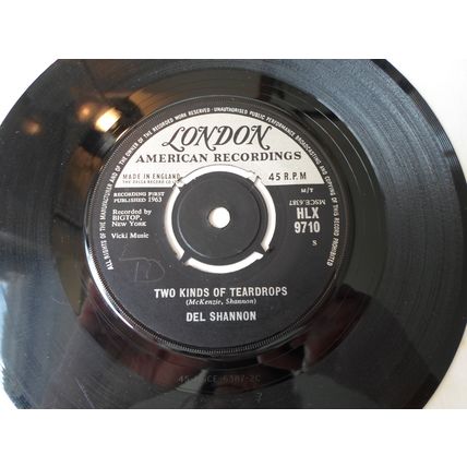 7" 1963. DEL SHANNON .TWO KINDS OF TEARDROPS .LONDON. HLX 9710. EXCELLENT