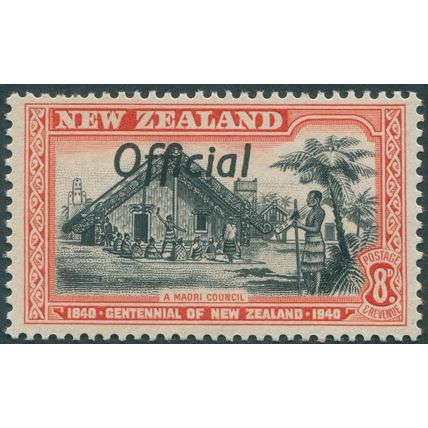 New Zealand 1940 8d black & red Official SGO149 MNH